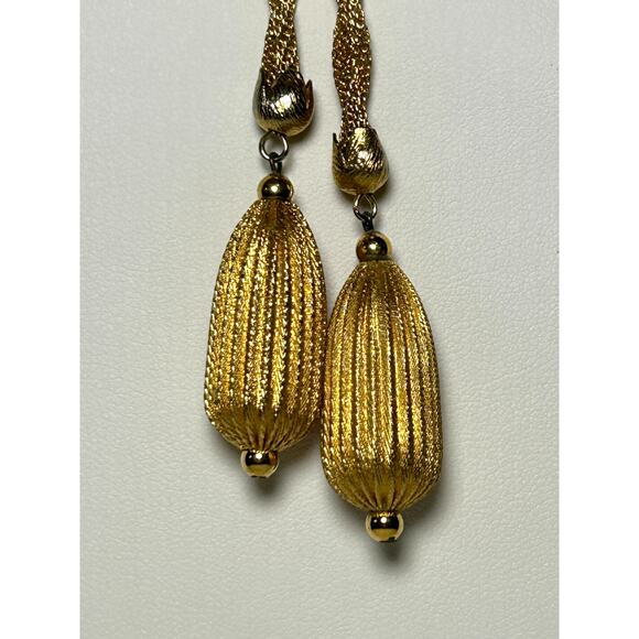 Hobe Gold Brushed Metal and Mesh Necklace Earrings Demi Parure RARE 1950-1960s - Picture 10 of 10